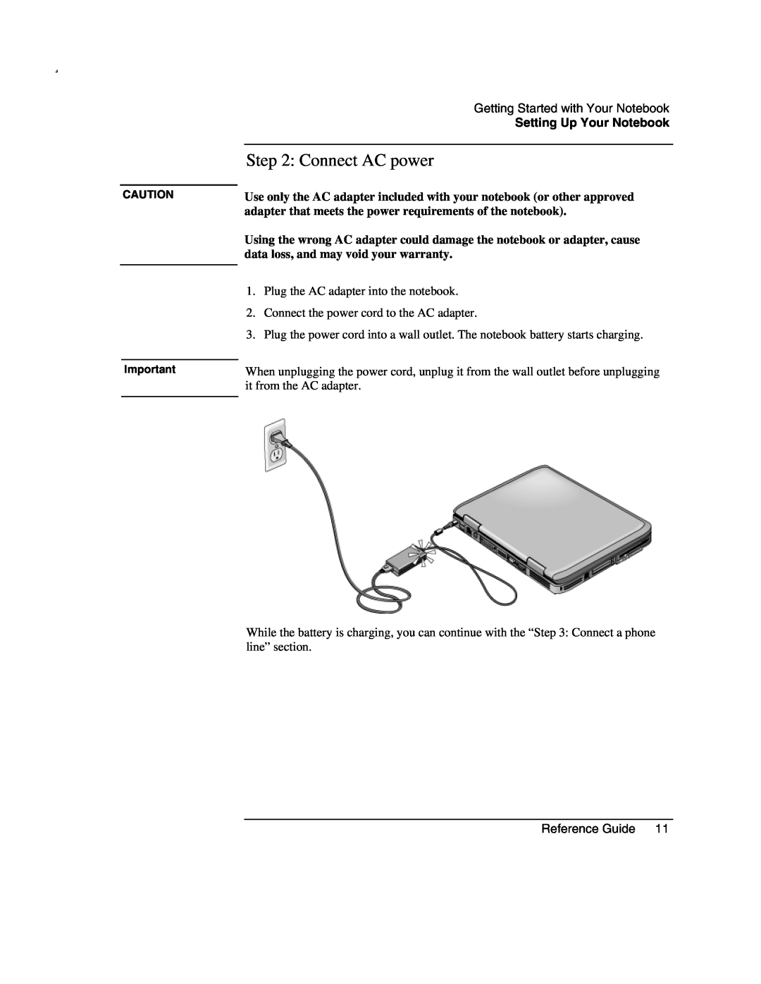 Compaq AMC20493-KT5 manual Connect AC power, Setting Up Your Notebook 