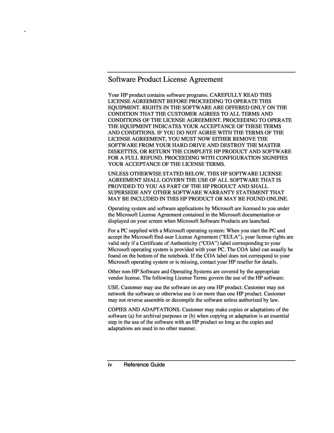 Compaq AMC20493-KT5 manual Software Product License Agreement, iv Reference Guide 