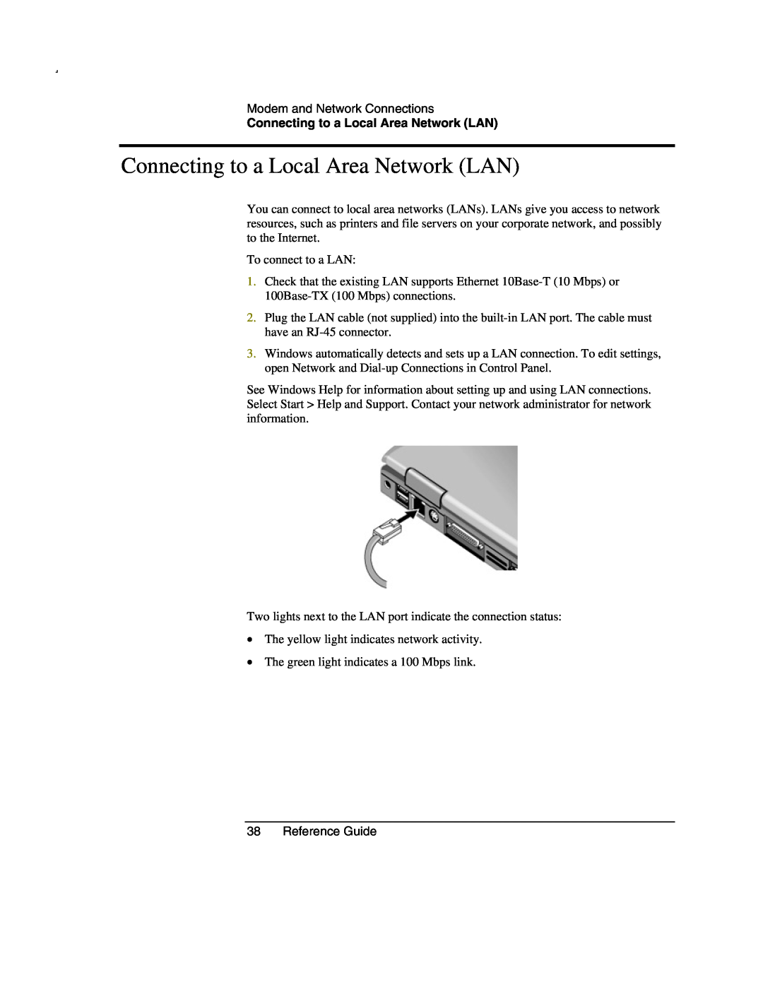 Compaq AMC20493-KT5 manual Connecting to a Local Area Network LAN 