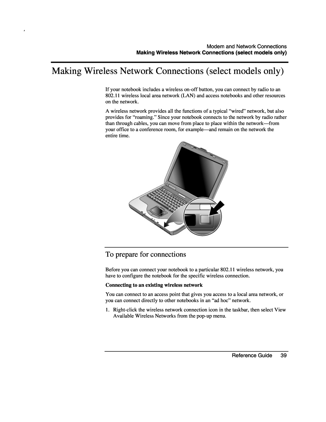 Compaq AMC20493-KT5 manual Making Wireless Network Connections select models only, To prepare for connections 