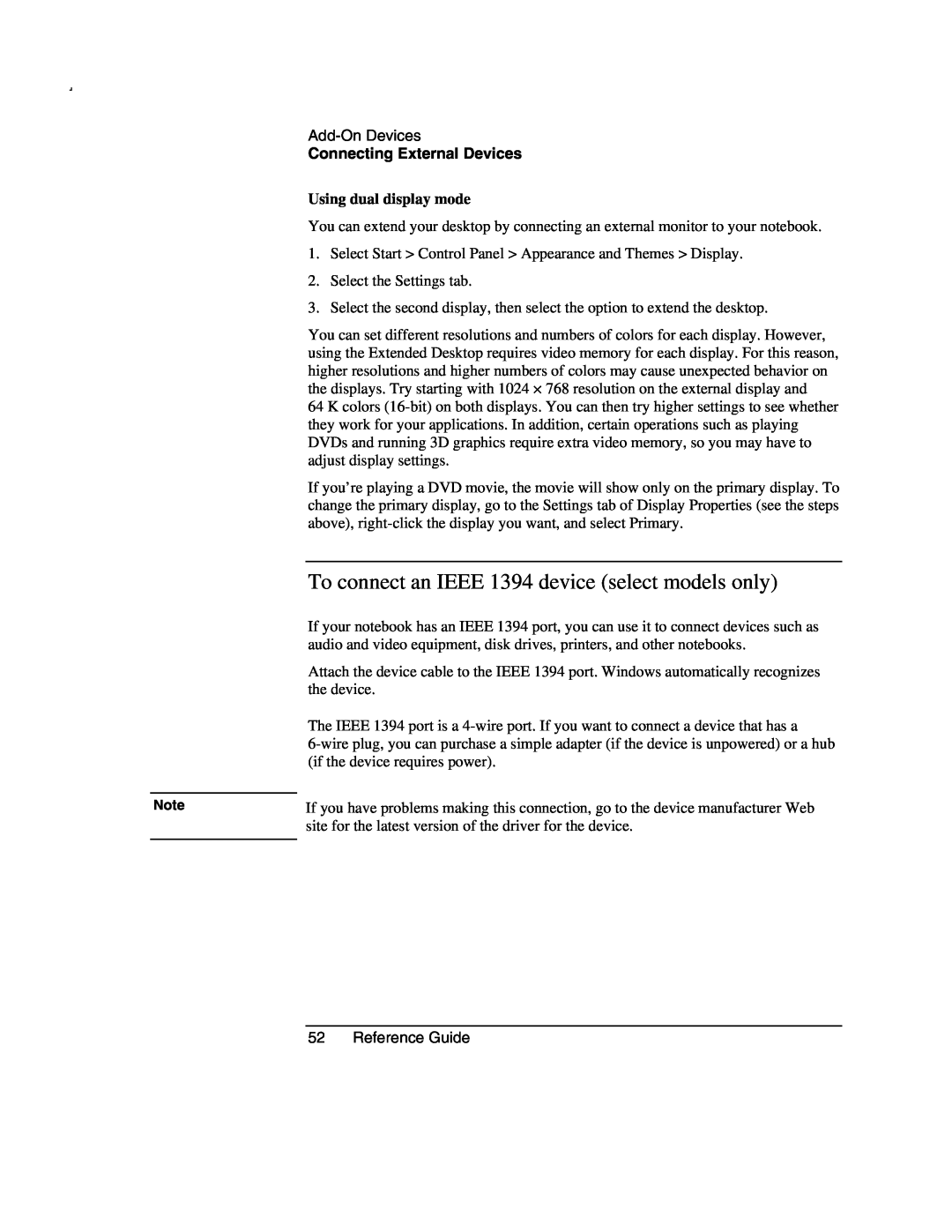 Compaq AMC20493-KT5 manual To connect an IEEE 1394 device select models only, Using dual display mode 