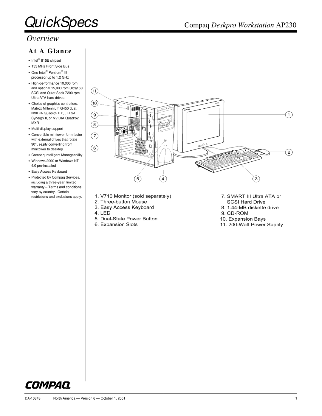 Compaq AP230 warranty QuickSpecs, Overview 