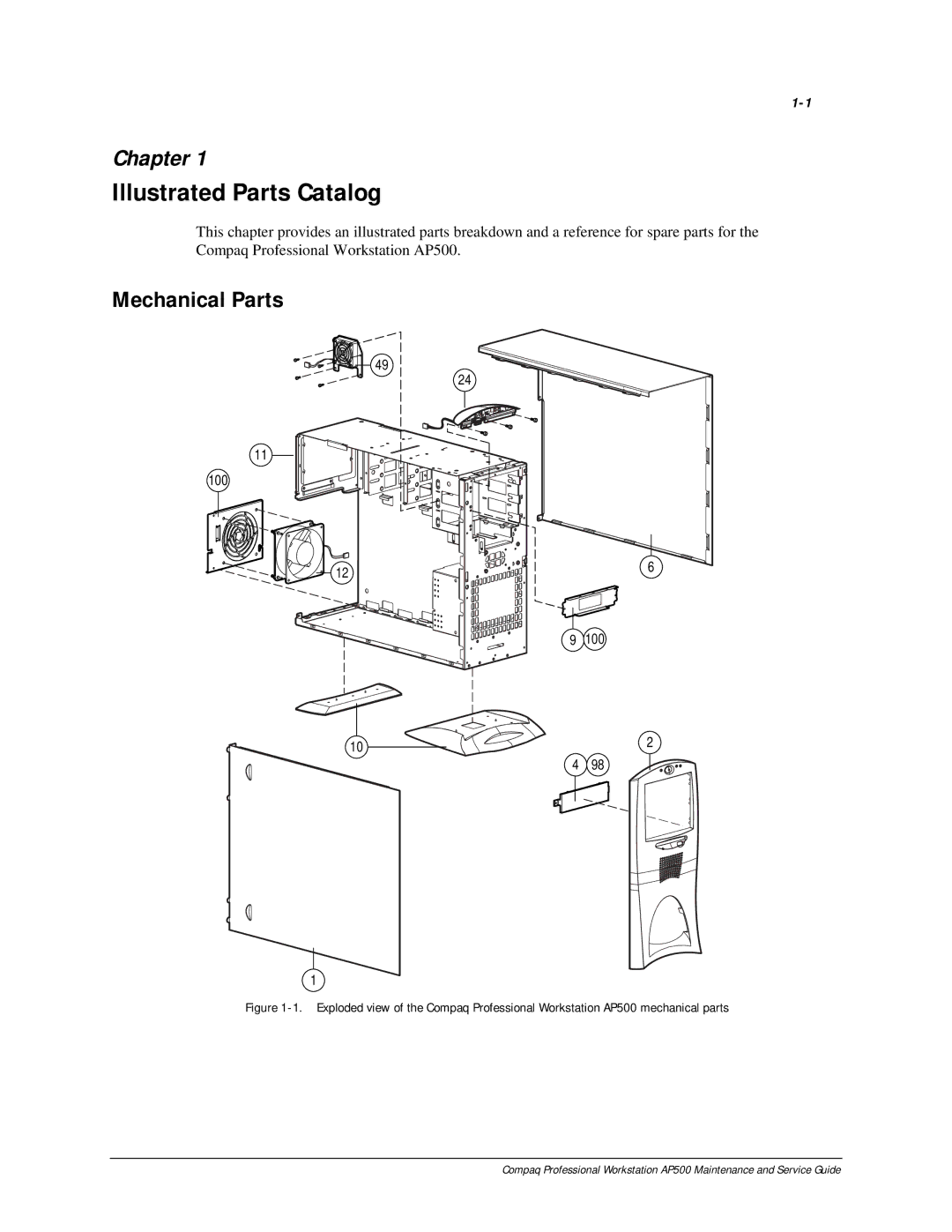 Compaq AP500 manual Illustrated Parts Catalog, Mechanical Parts 