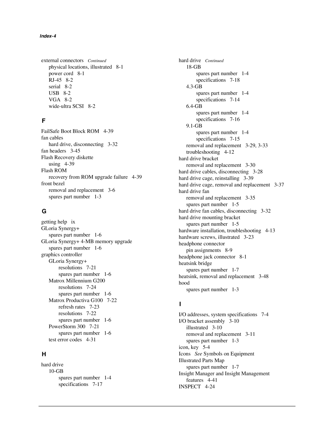 Compaq AP500 manual Index-4 