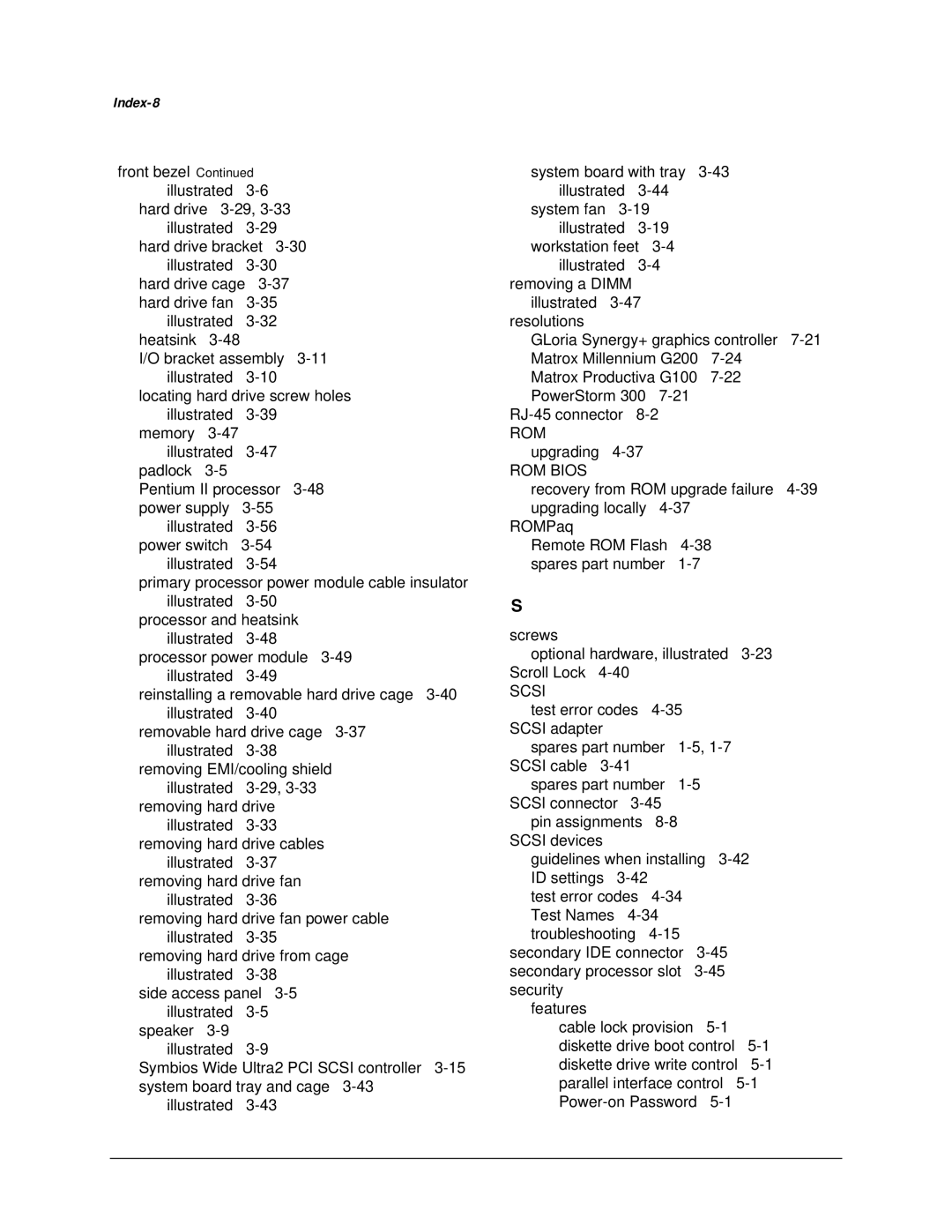 Compaq AP500 manual Index-8 