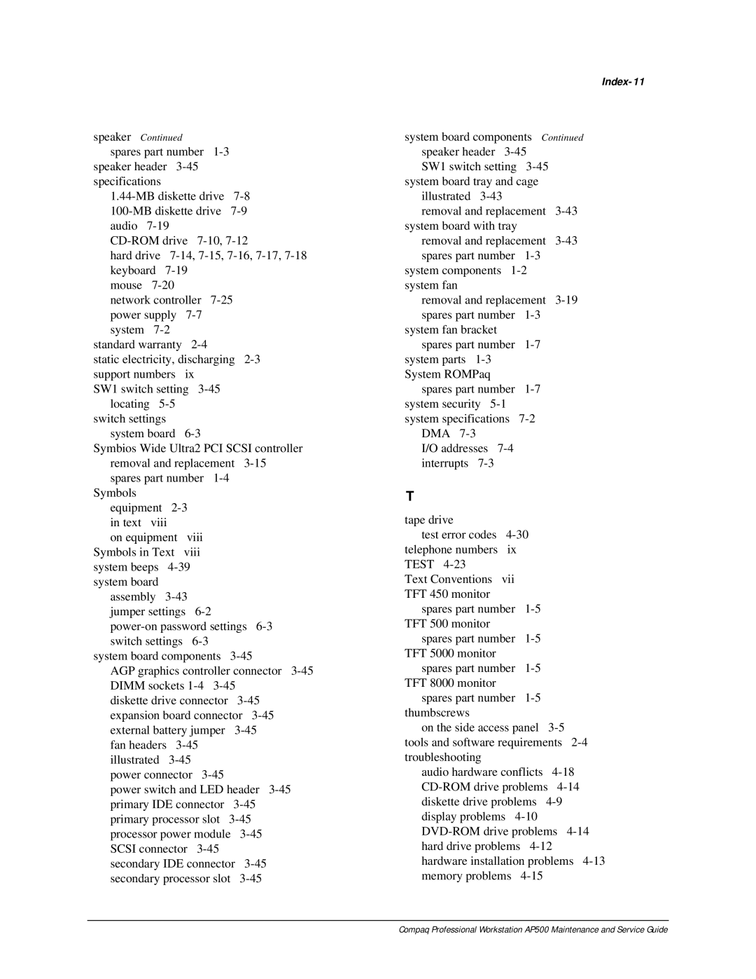 Compaq AP500 manual Index-11 