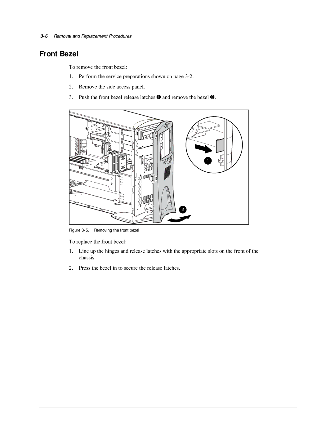 Compaq AP500 manual Front Bezel, 6Removal and Replacement Procedures 