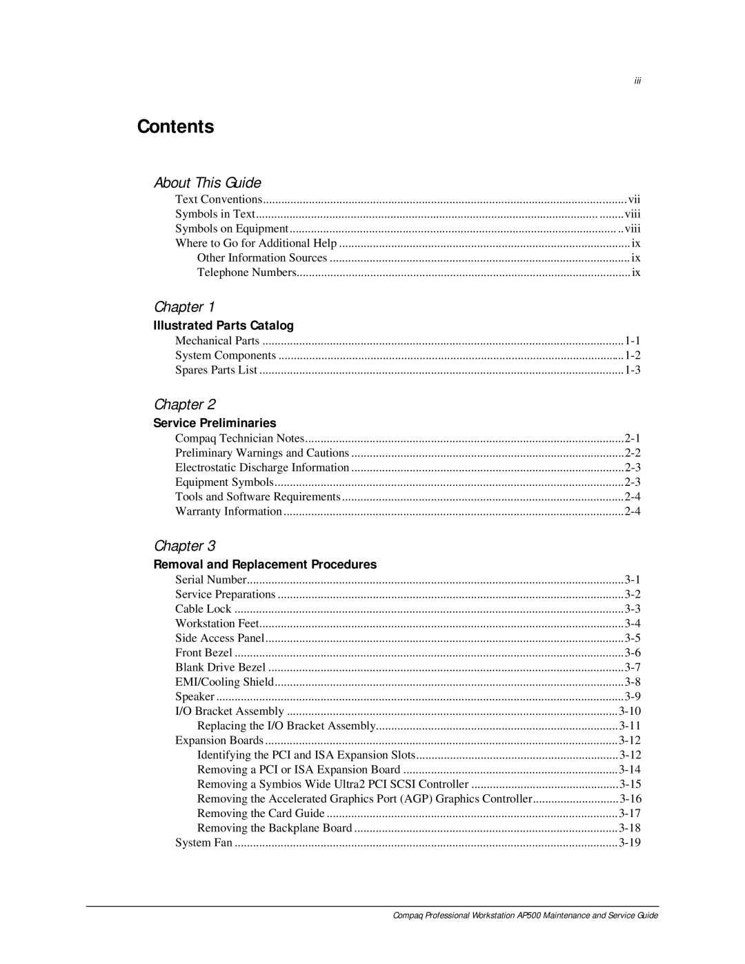 Compaq AP500 manual Contents 