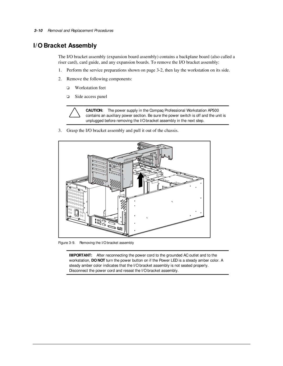 Compaq AP500 manual Bracket Assembly, 10Removal and Replacement Procedures 