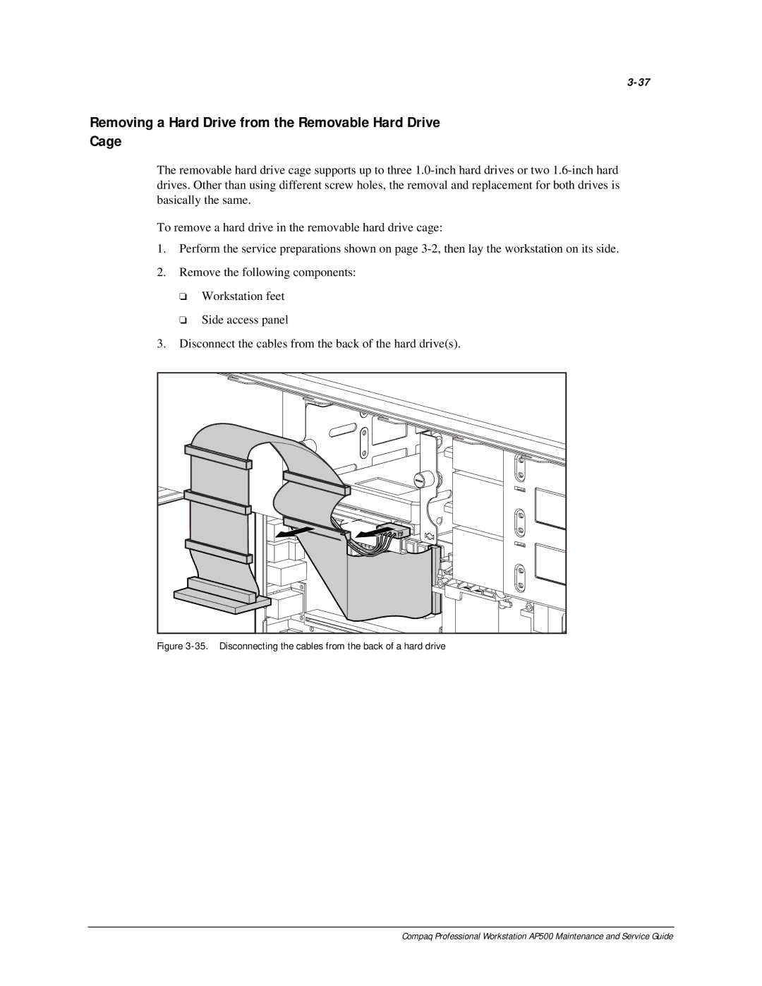 Compaq AP500 manual Removing a Hard Drive from the Removable Hard Drive Cage 