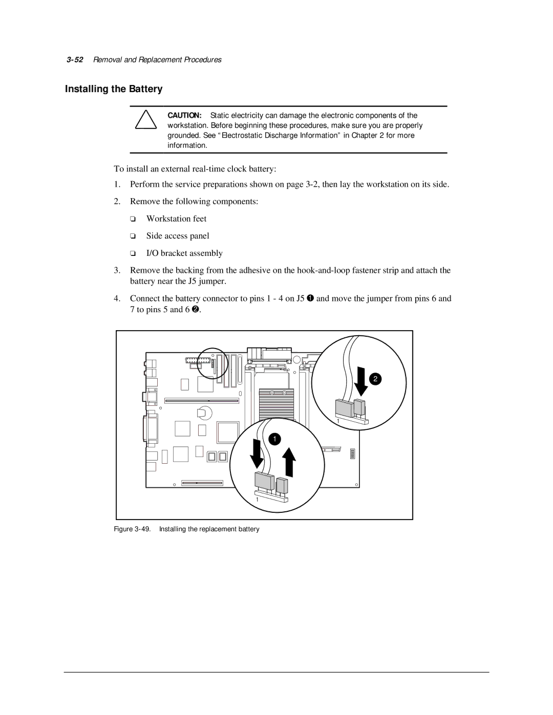 Compaq AP500 manual Installing the Battery, 52Removal and Replacement Procedures 