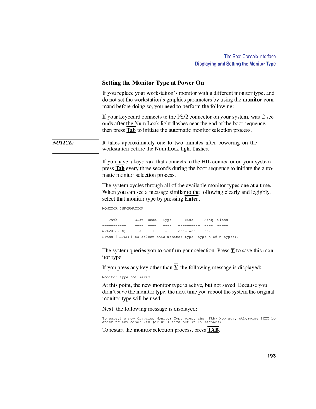 Compaq C180, C240, C200, C360, C160 manual To restart the monitor selection process, press TAB 