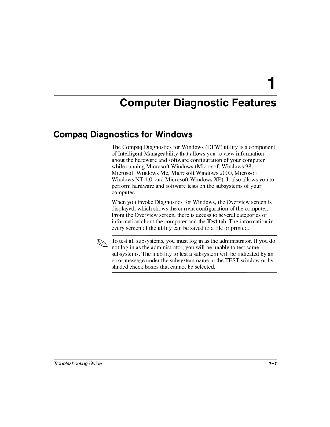 Compaq 177620-006, Compaq Evo Desktop manual Computer Diagnostic Features, Compaq Diagnostics for Windows 