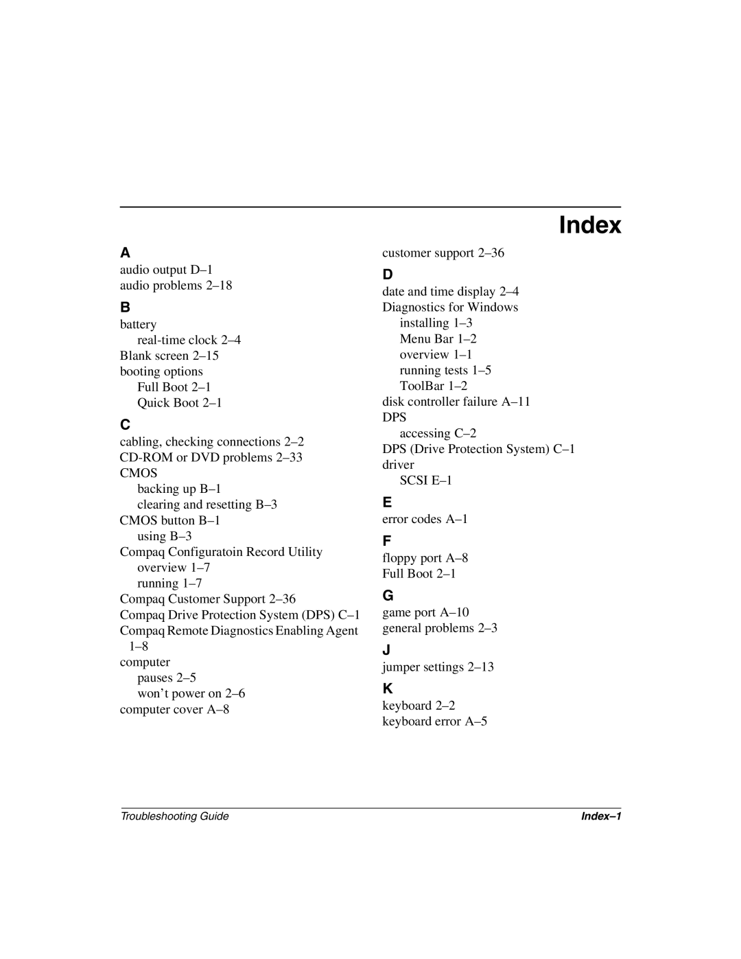 Compaq 177620-006, Compaq Evo Desktop manual Index 