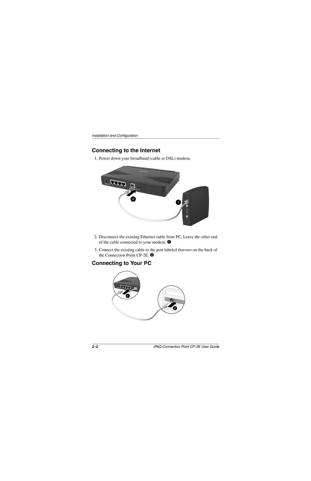 Compaq CP-2E manual Connecting to the Internet, Connecting to Your PC 