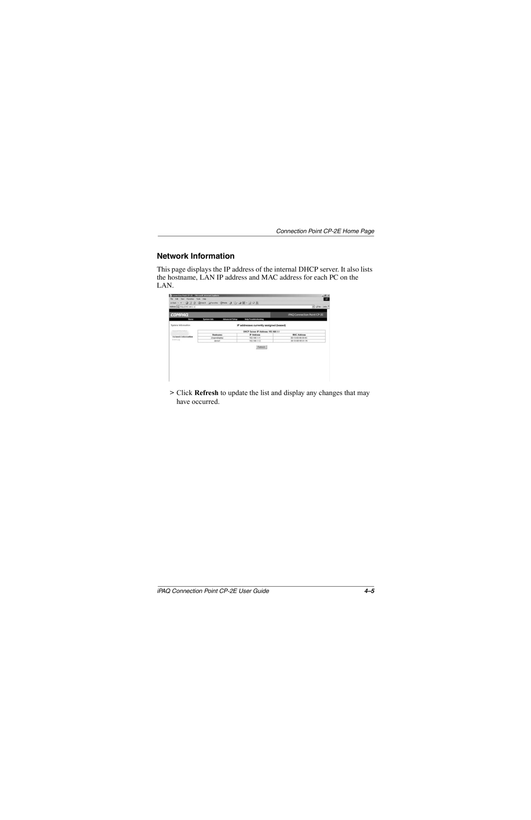 Compaq CP-2E manual Network Information 