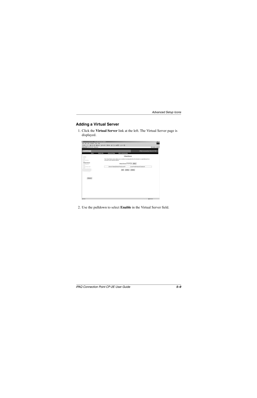 Compaq CP-2E manual Adding a Virtual Server 