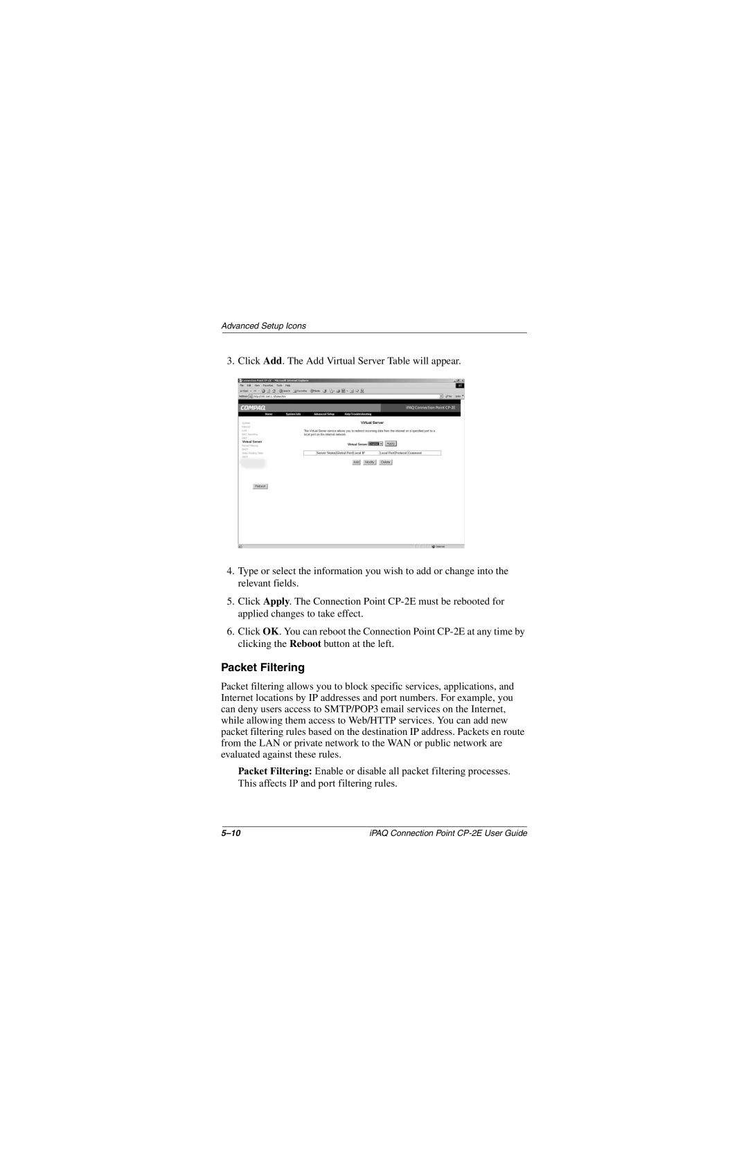 Compaq CP-2E manual Packet Filtering 