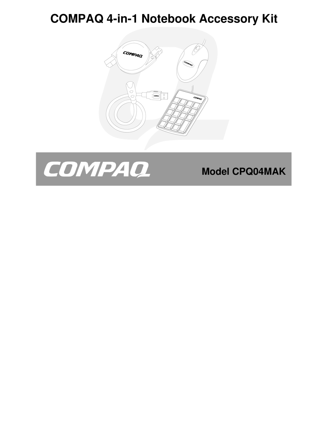 Compaq CPQ04MAK manual Compaq 4-in-1 Notebook Accessory Kit 