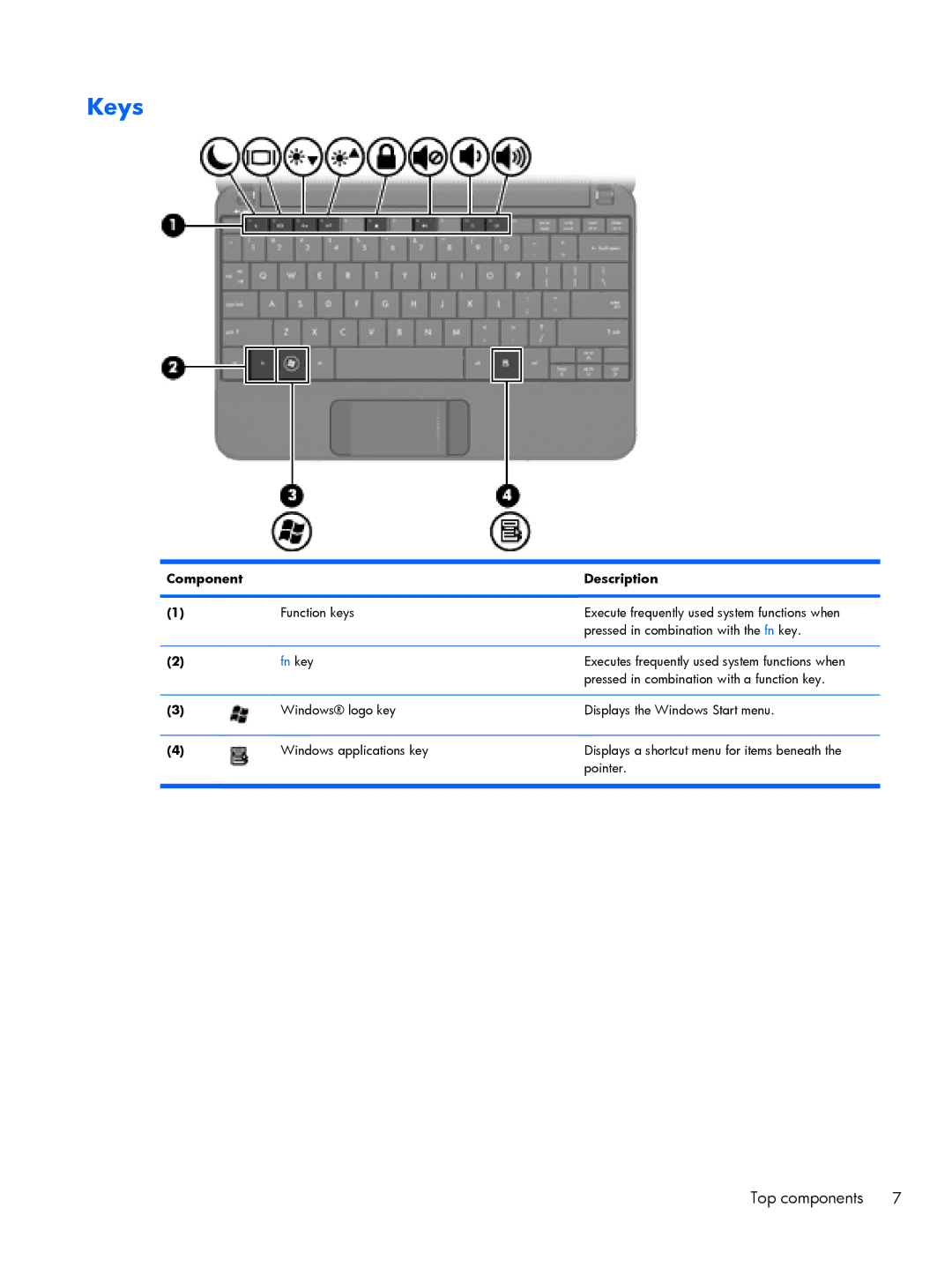 Compaq 102, CQ10 manual Keys, Fn key 