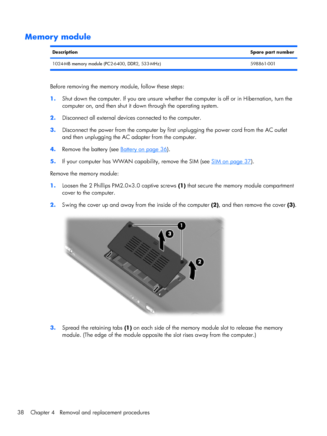 Compaq CQ10, 102 manual Memory module 