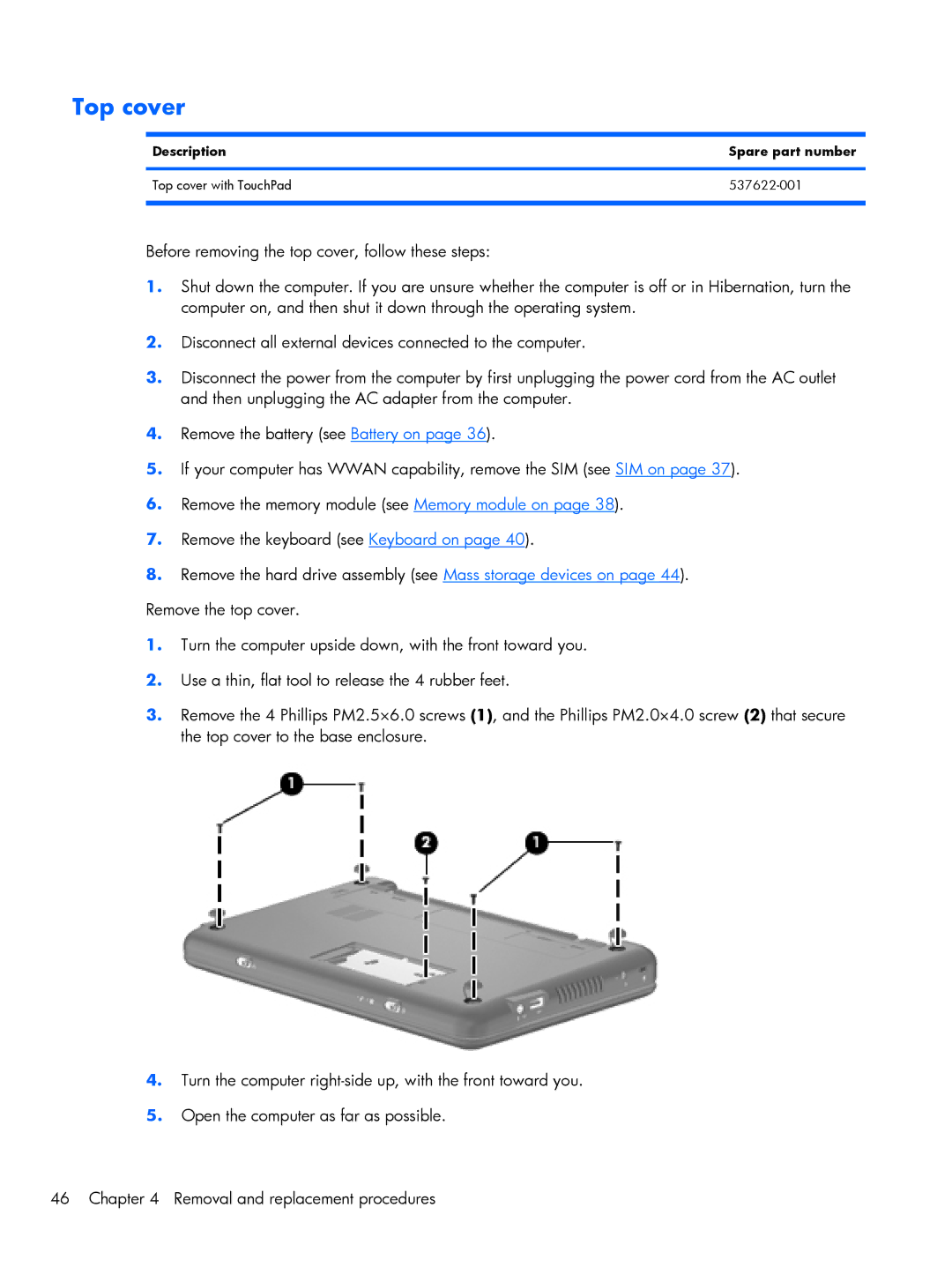 Compaq CQ10, 102 manual Top cover 