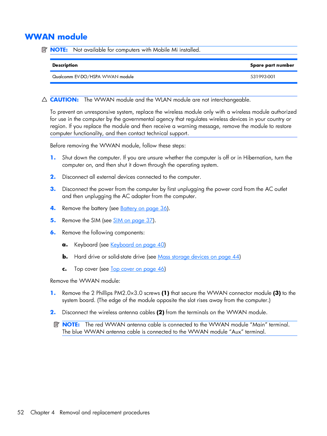 Compaq CQ10, 102 manual Wwan module 