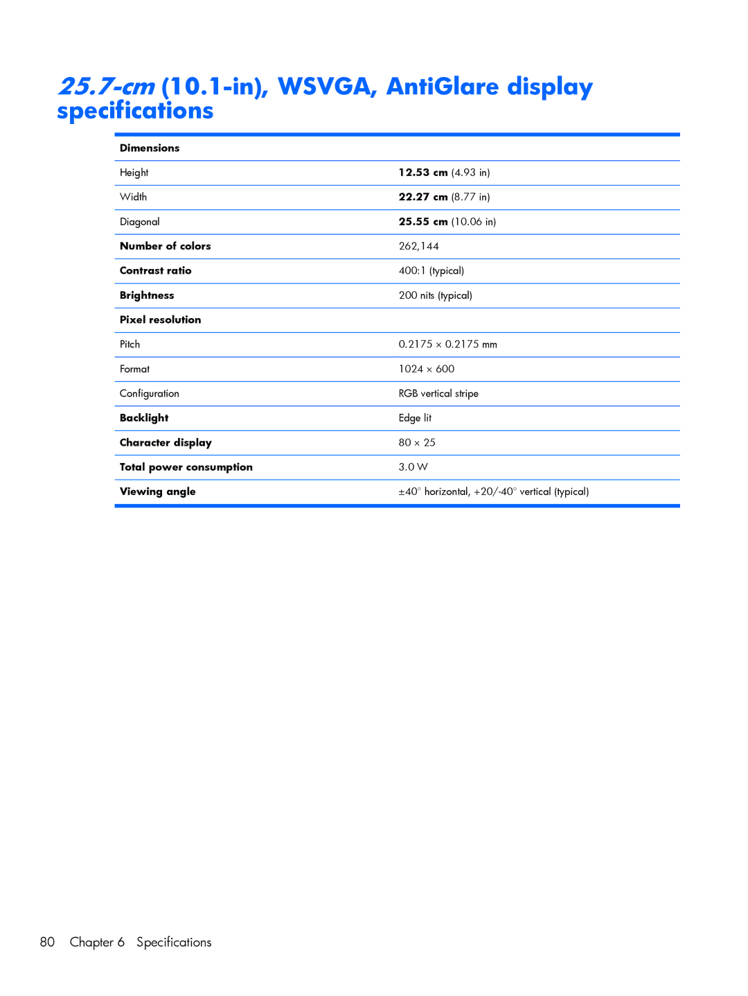 Compaq CQ10, 102 manual 25.7-cm10.1-in, WSVGA, AntiGlare display specifications 