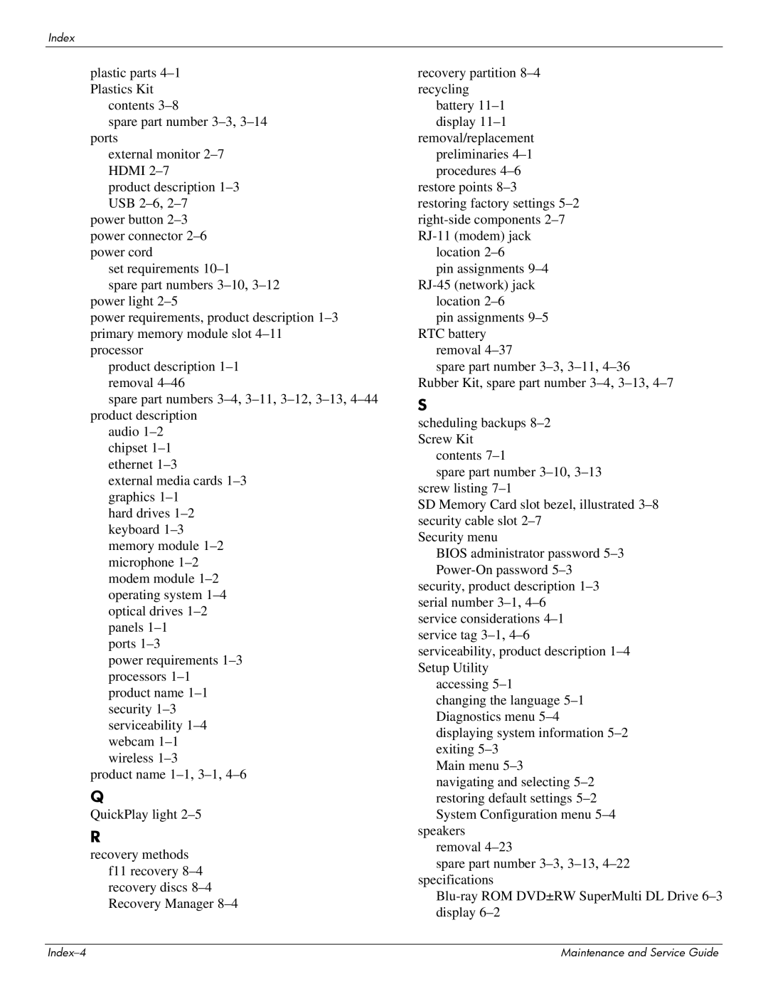 Compaq CQ20 manual Index-4 