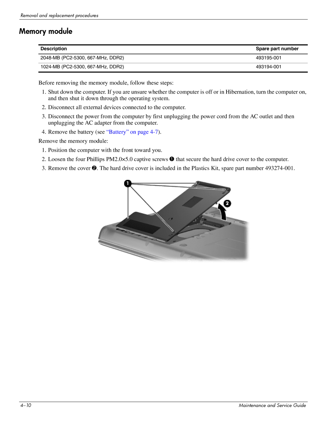 Compaq CQ20 manual Memory module 