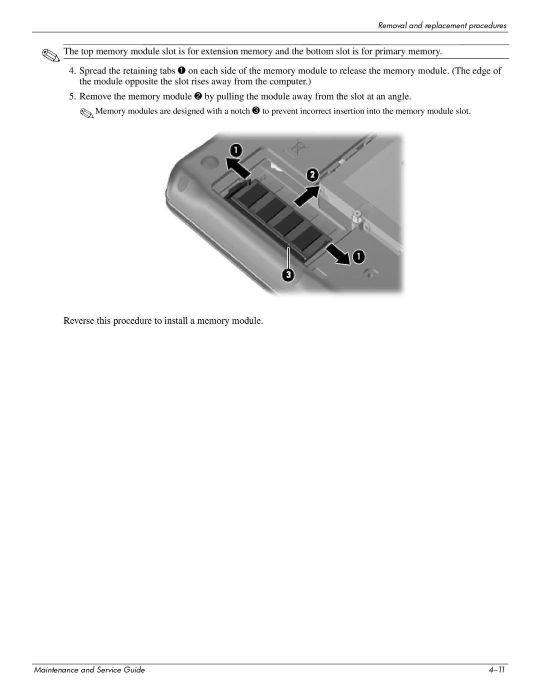 Compaq CQ20 manual Reverse this procedure to install a memory module 