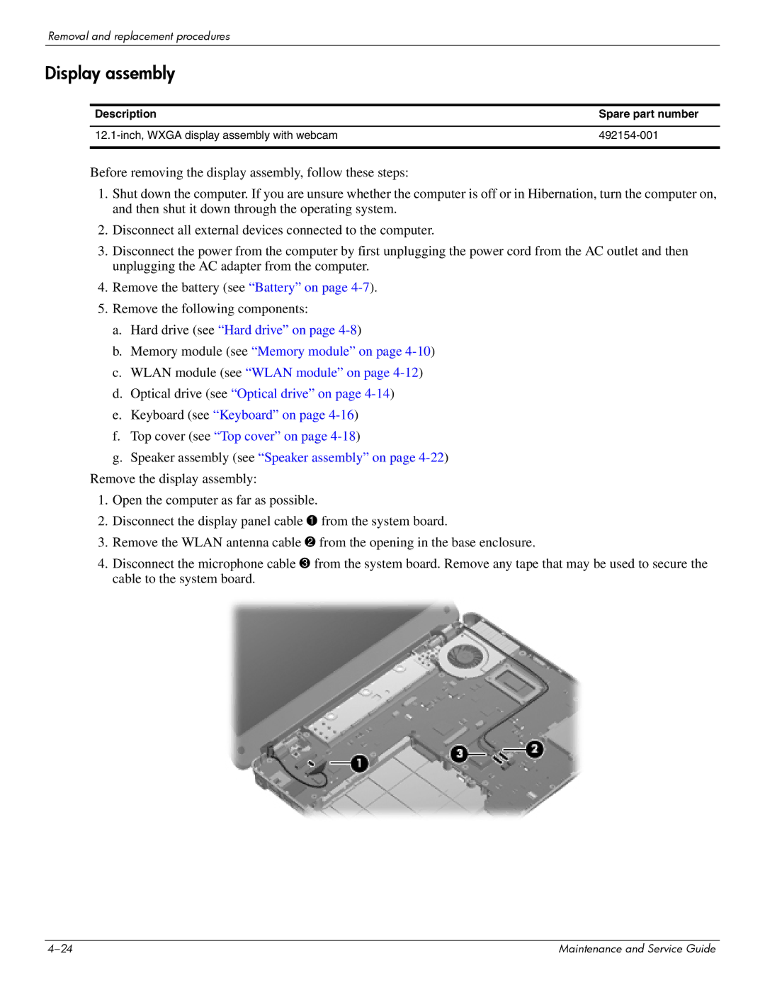 Compaq CQ20 manual Display assembly, Description Spare part number 