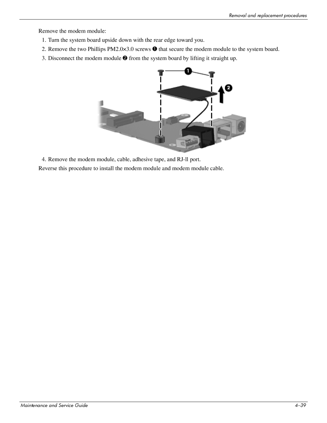 Compaq CQ20 manual Removal and replacement procedures 