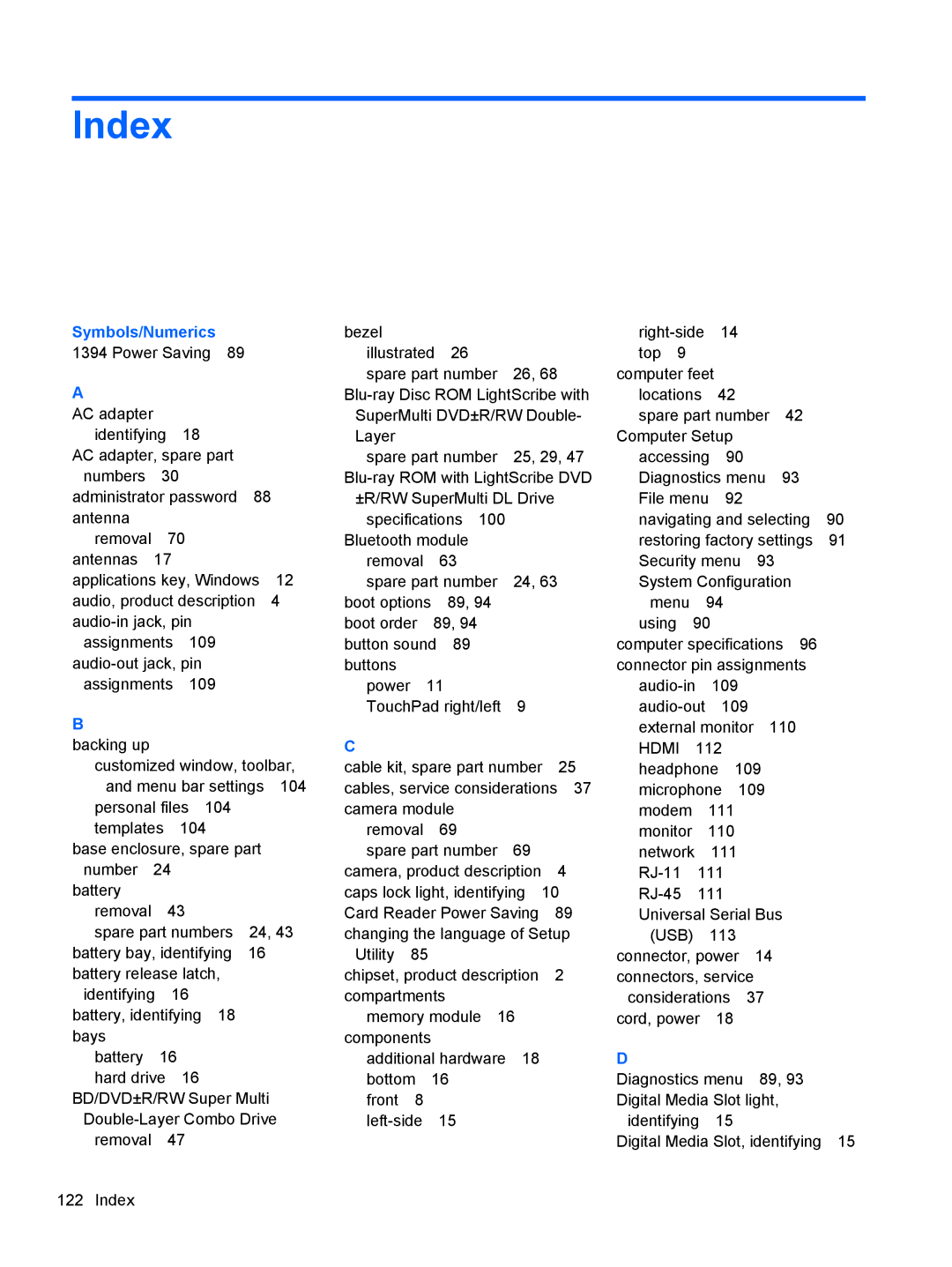 Compaq CQ42 manual Index, Symbols/Numerics 