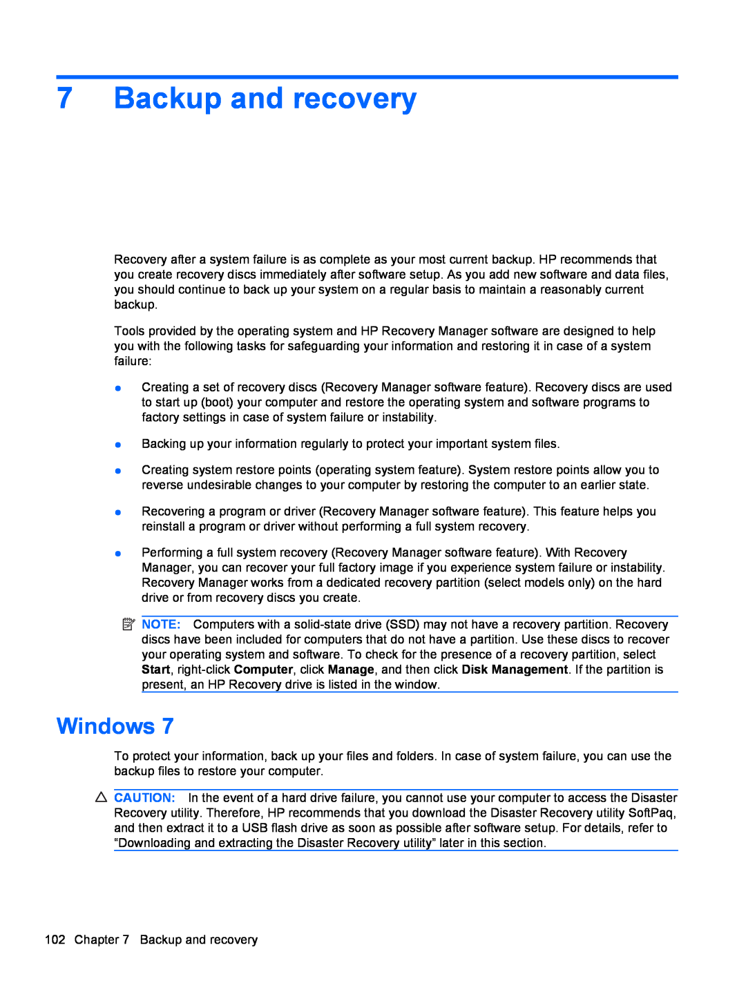 Compaq CQ42 manual Backup and recovery, Windows 