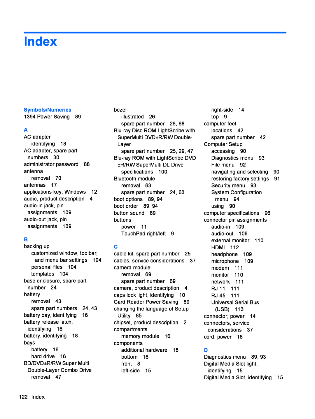 Compaq CQ42 manual Index, Symbols/Numerics 