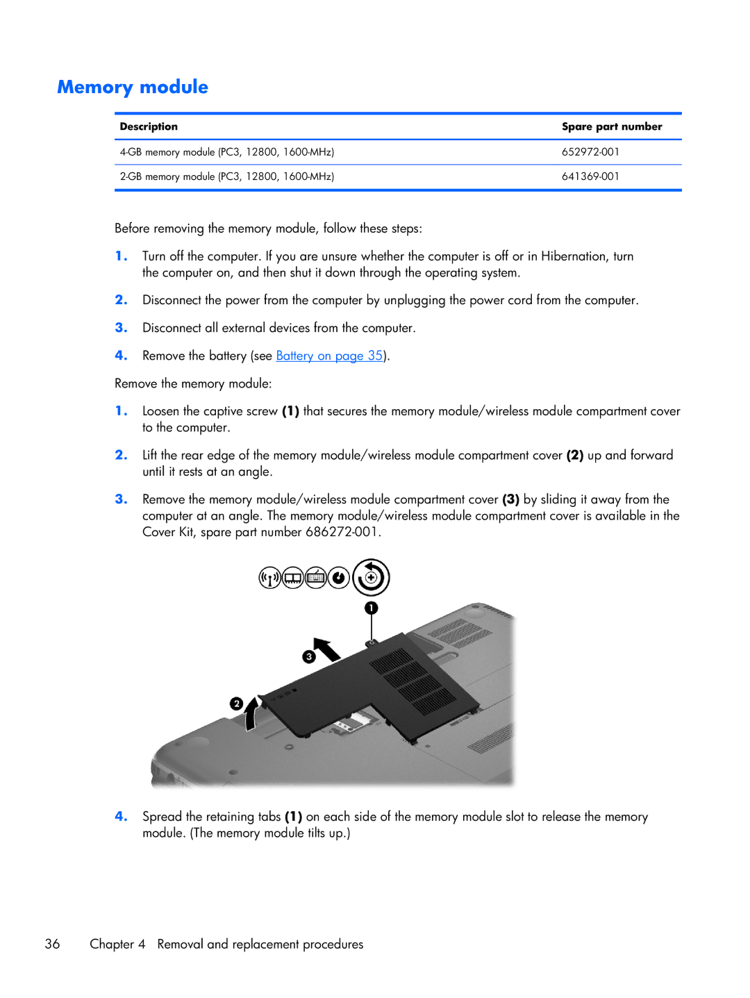 Compaq CQ58 manual Memory module 