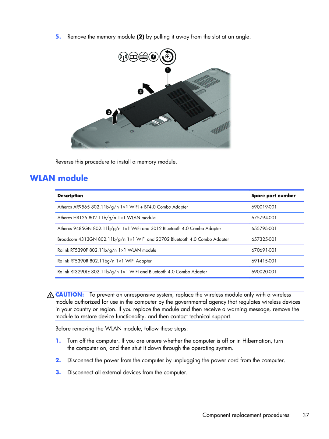 Compaq CQ58 manual Wlan module 