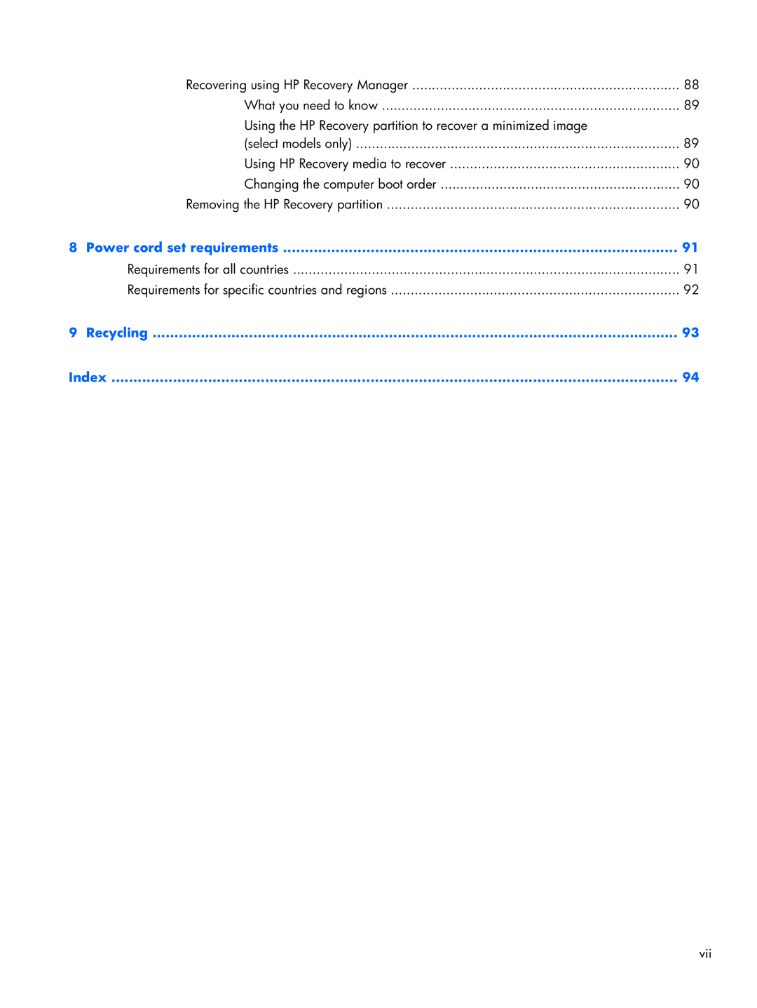 Compaq CQ58 manual Power cord set requirements 