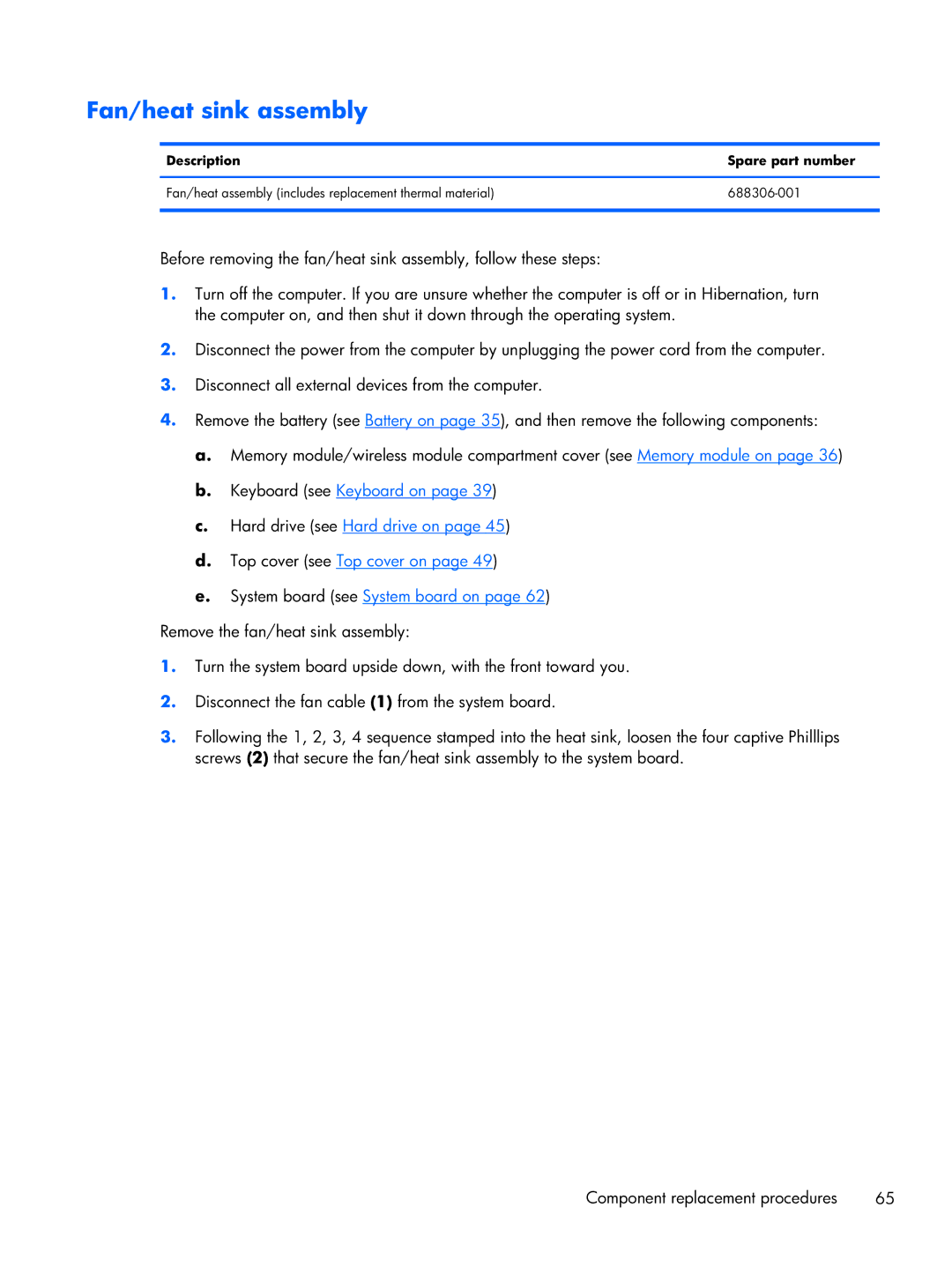 Compaq CQ58 manual Fan/heat sink assembly 