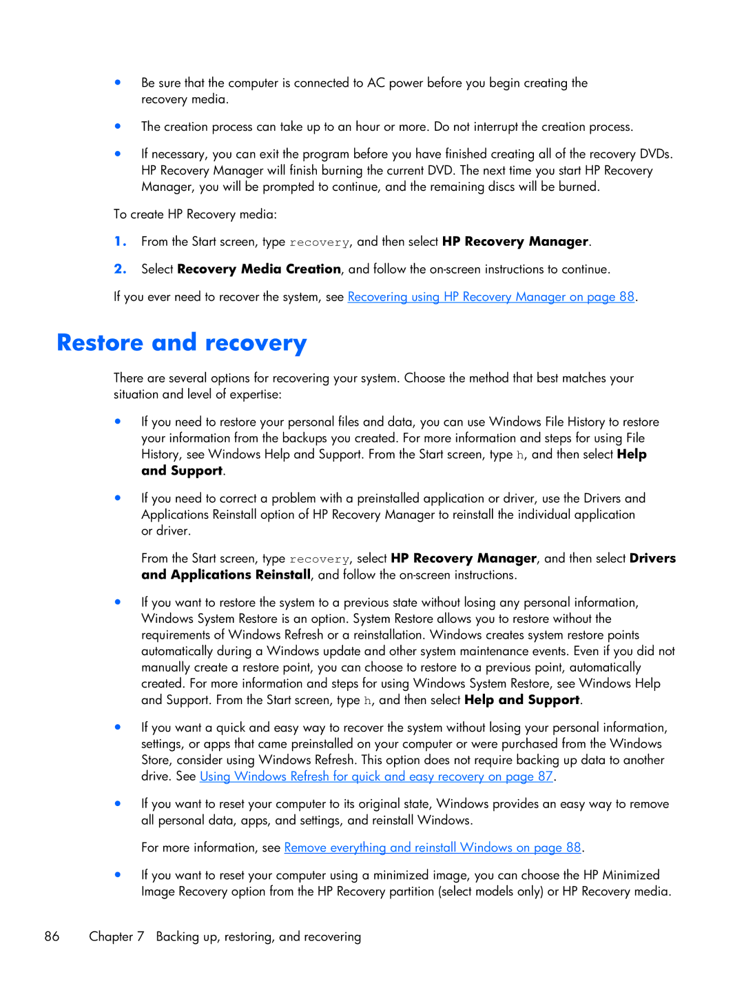 Compaq CQ58 manual Restore and recovery 