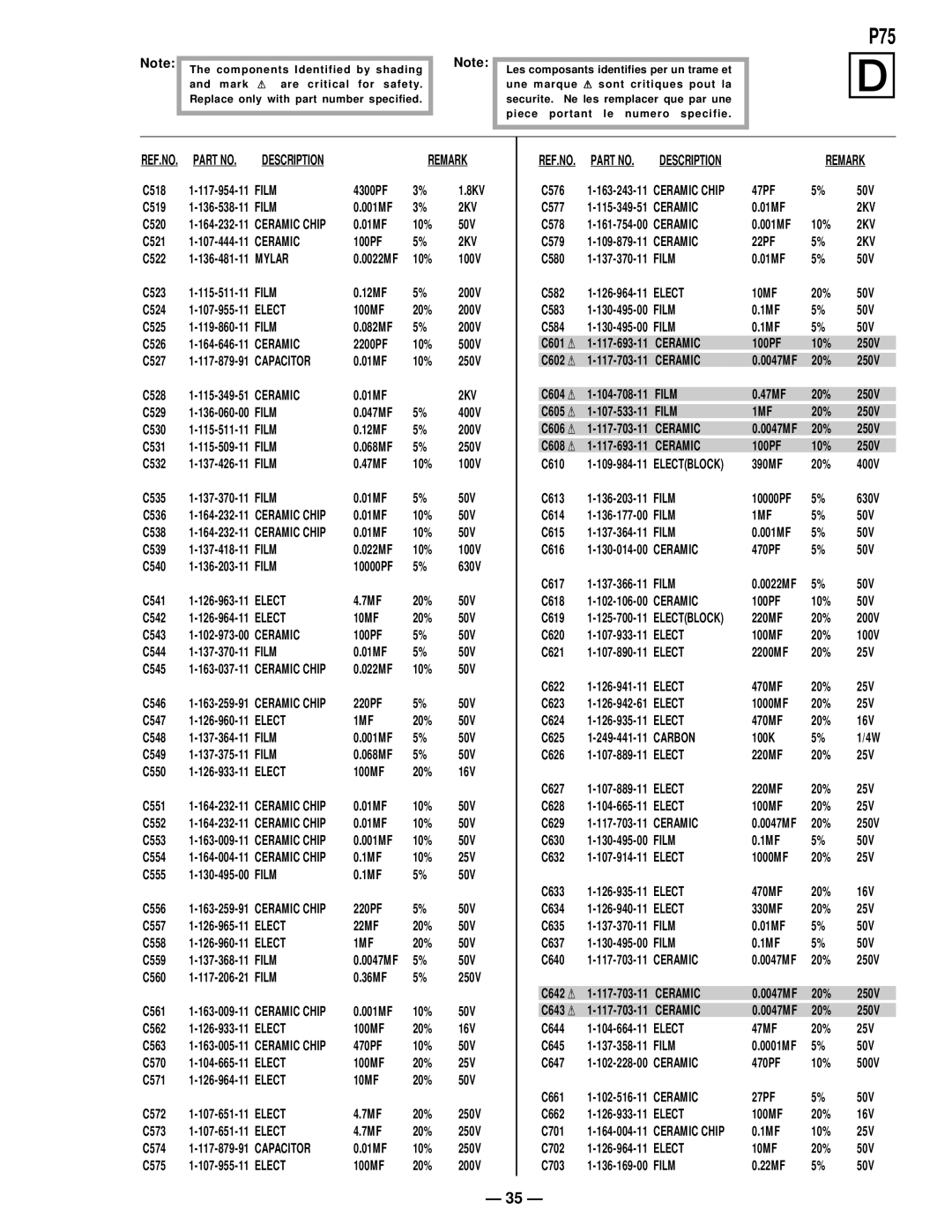 Compaq D-1H specifications C518 Film 4300PF 