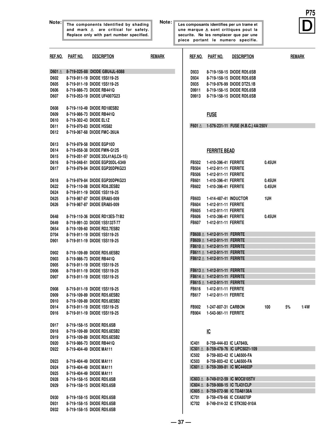 Compaq D-1H specifications Fuse, Ferrite Bead 