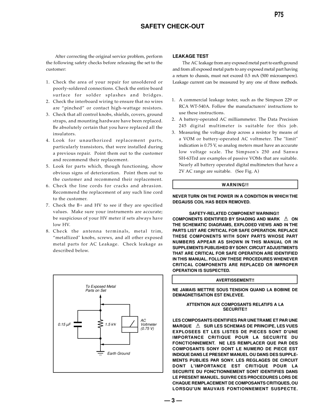 Compaq D-1H specifications P75, Safety CHECK-OUT 