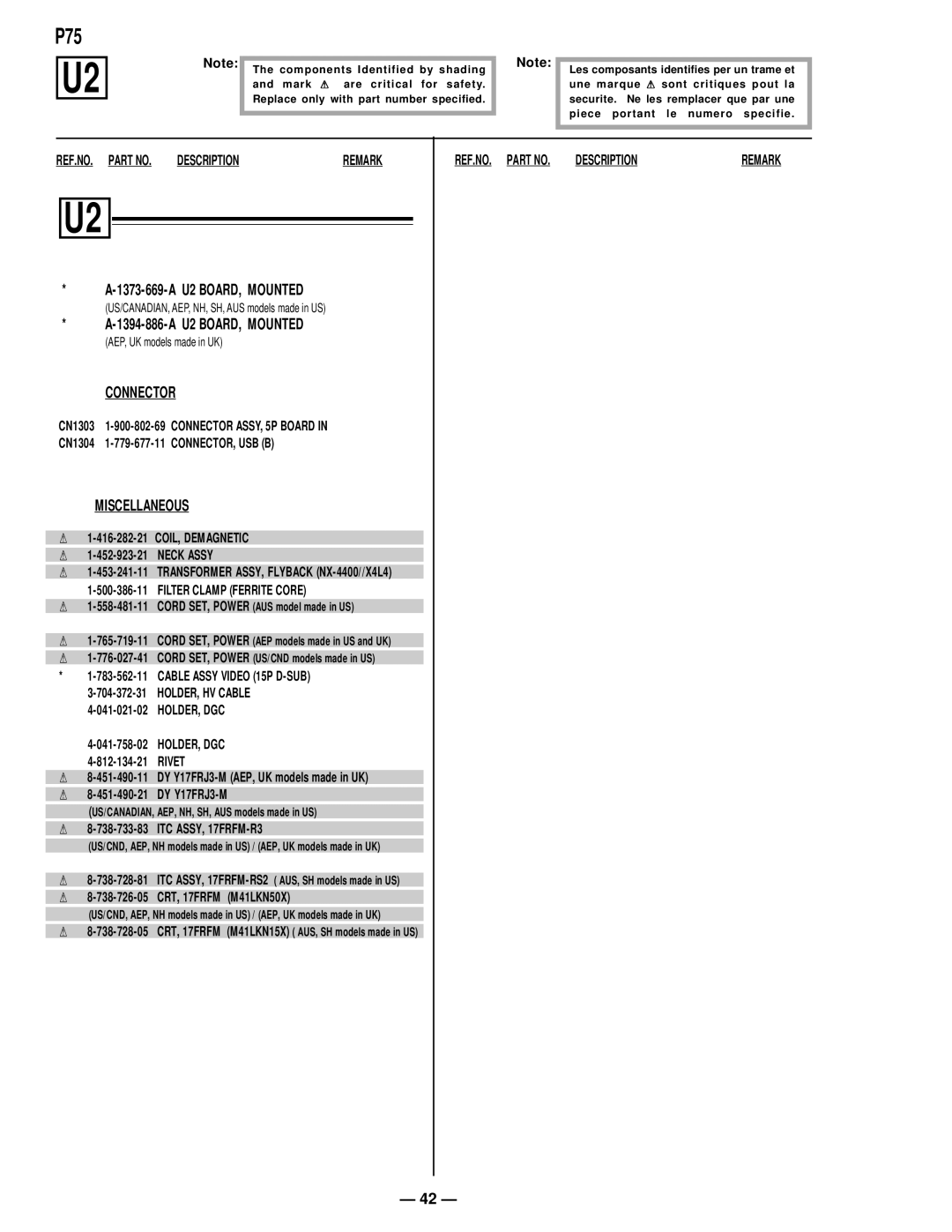 Compaq D-1H specifications Miscellaneous, ITC ASSY, 17FRFM-R3 