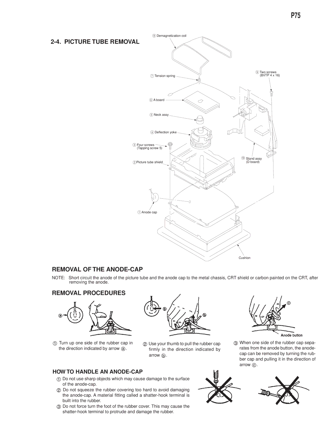 Compaq D-1H specifications Picture Tube Removal 