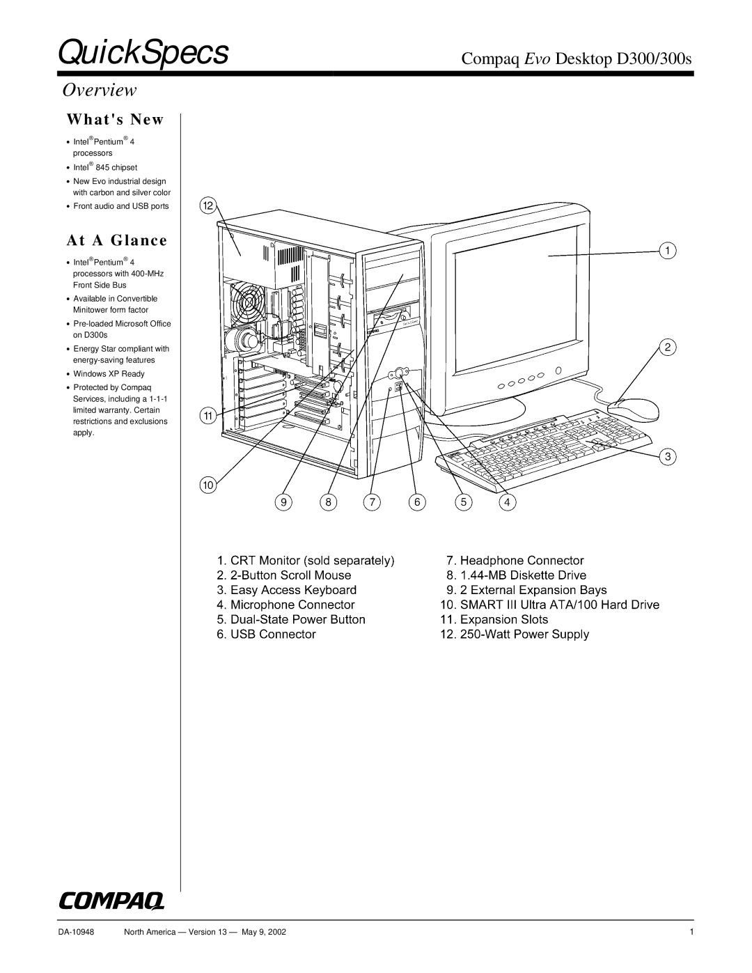 Compaq D300 warranty QuickSpecs, Overview 