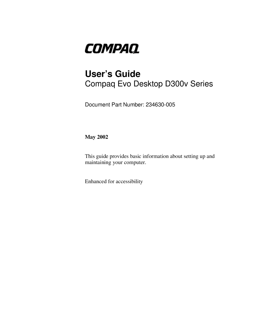 Compaq D300v Series manual User’s Guide 