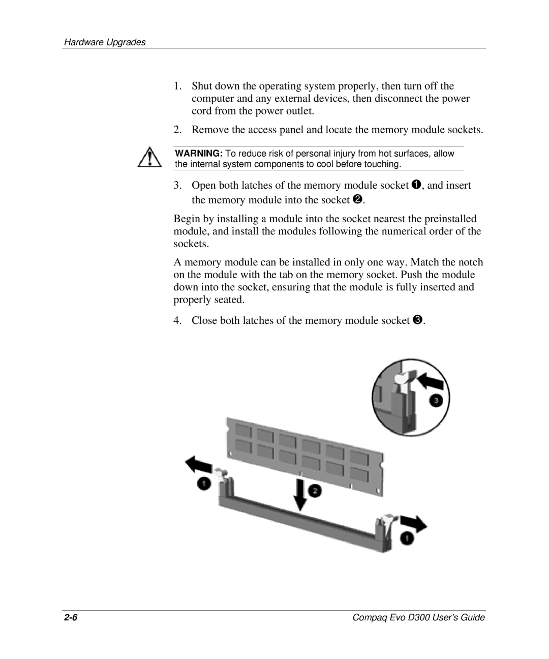 Compaq D300v Series manual Hardware Upgrades 