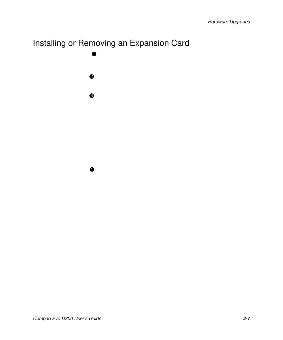 Compaq D300v Series manual Installing or Removing an Expansion Card 